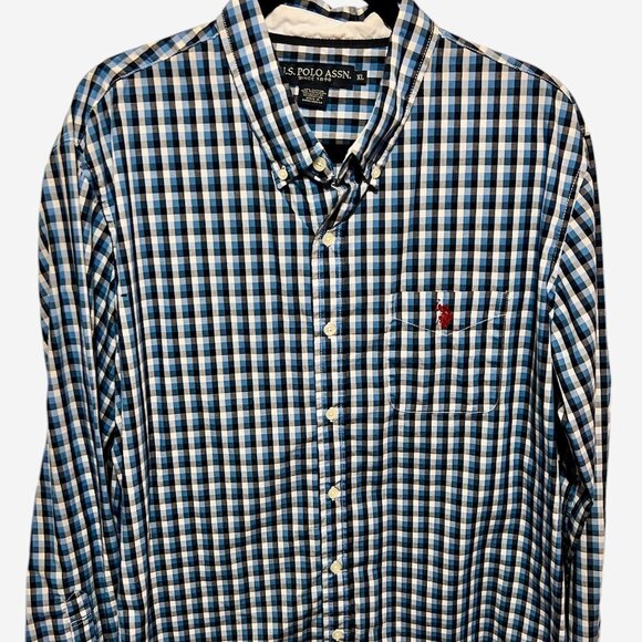 U.S. POLO Assn Plaid Button-Down Shirt Men's Size X-Large Long Sleeve Polo - Picture 1 of 3